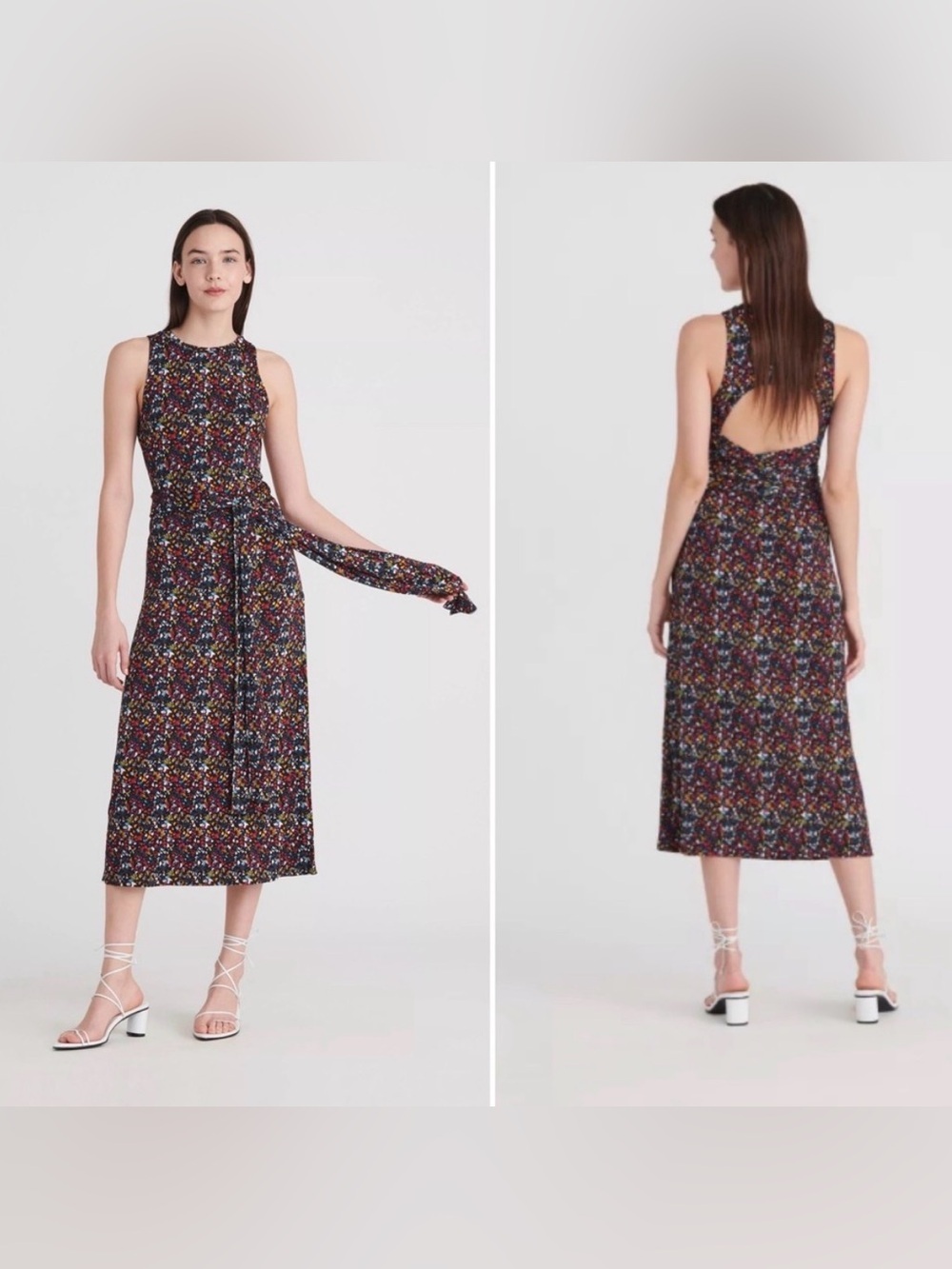 Tanya Taylor Black Floral Open Back Octavia Maxi Dress Size Small